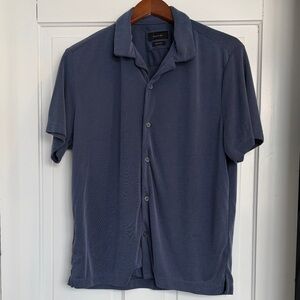Men's Casual Porter & Ash Slate Blue Button Knit Shirt Size Large